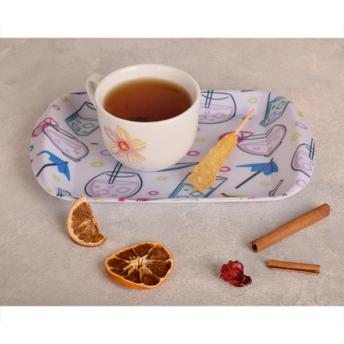Melamine dienbladenset (3-delig) – Lichtgewicht dienblad met zomerdrankjespatroon