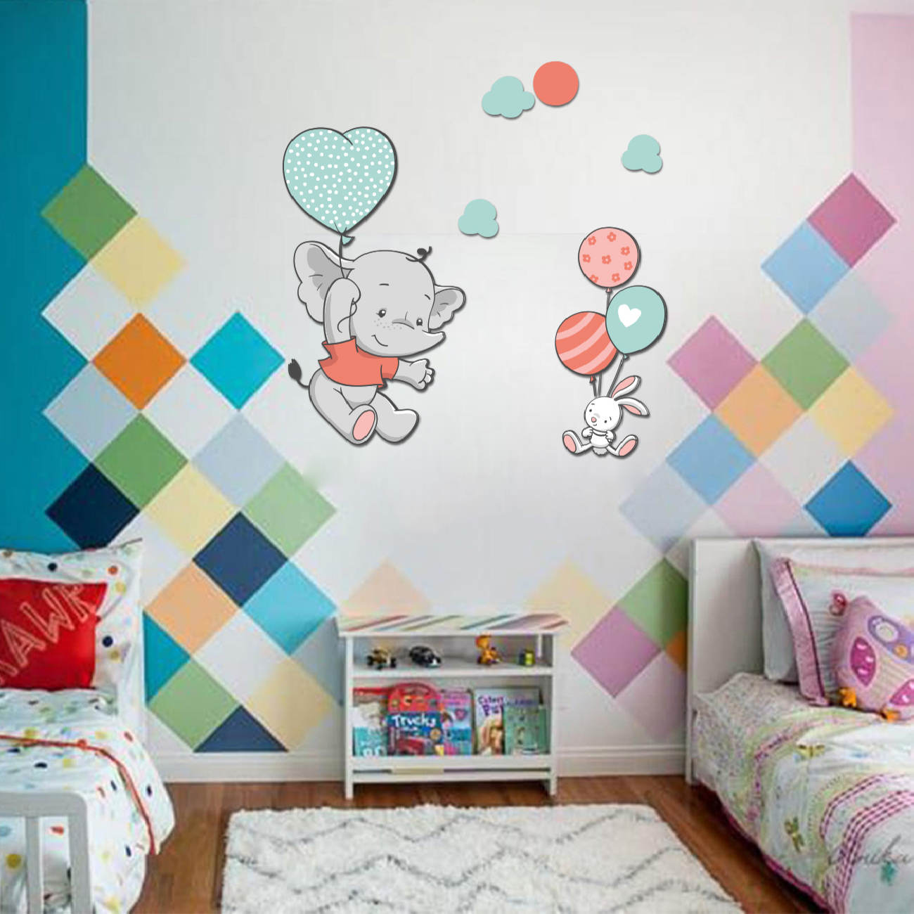 Houten muurstickers olifant voor de kinderkamer