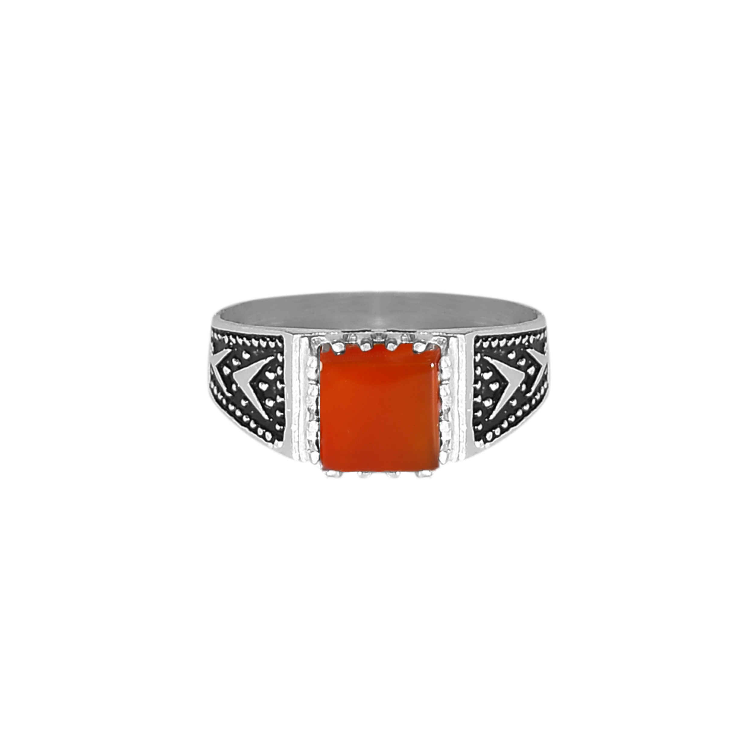 Perzische Zilveren Ring Heren – Rood Agaat Model ANMS