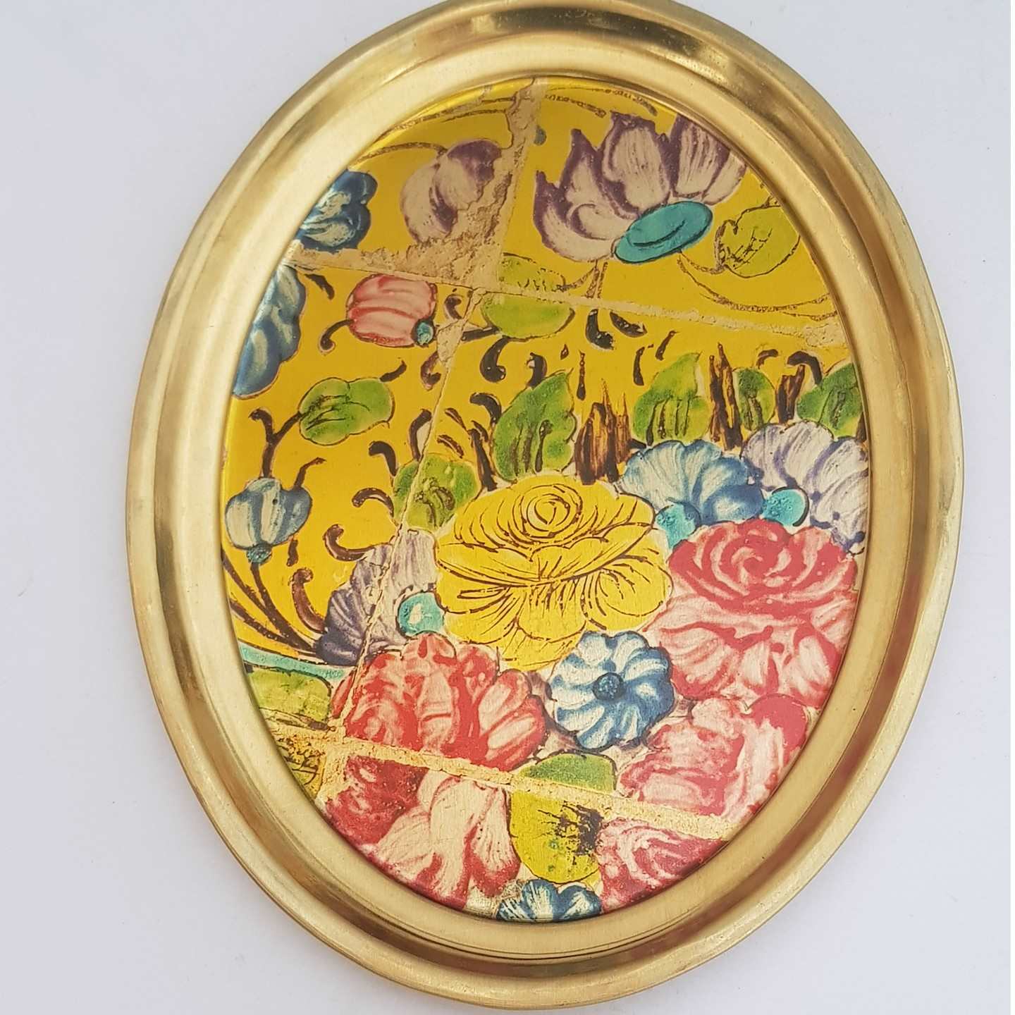 Iraans messing dienblad – Elegant dienblad met bloemenontwerp
