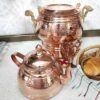 Perzische Koperen Dubbele Theepot Geslagen Model Abnus