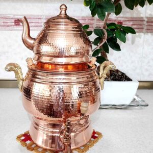 Perzische Koperen Dubbele Theepot Geslagen Model Abnus