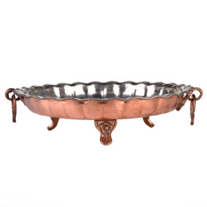 Persian Copper Footed Serving Tray Perzische Koperen Voetschaal Traditioneel Gehamerd Model Nafiseh