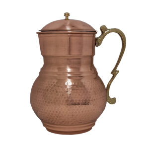 Perzische Koperen Pitcher Gesmeed met Deksel & Handvat Model Gulzar
