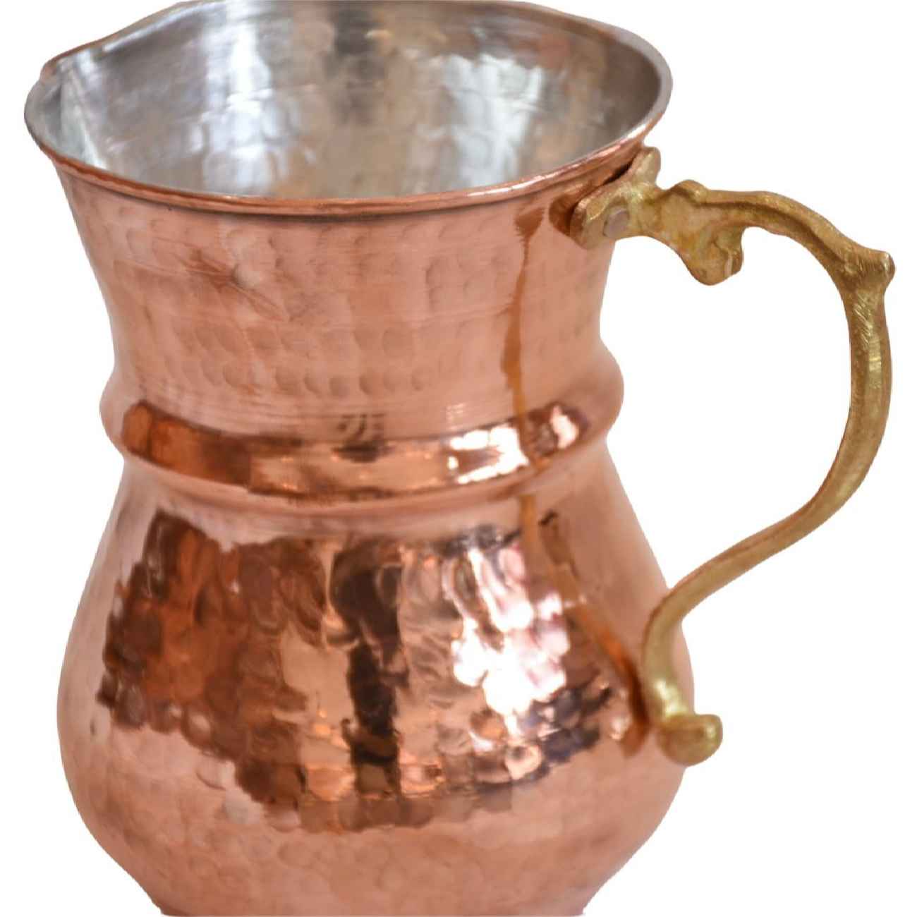 Perzische Koperen Kruik met Messing Handvat, Gehamerd & Handgemaakt