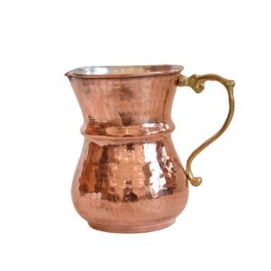 Perzische Koperen Kruik met Messing Handvat, Gehamerd & Handgemaakt