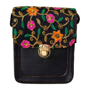 Perzische Geborduurde Crossbody Tas Handgemaakt Bloem Design