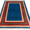 Echt handgeknoopt Perzisch minimalistisch Gabbeh tapijt - Met rand, Marineblauw, Wol