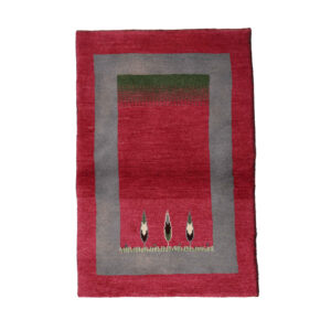 Echt handgeknoopt Perzisch levensboom Gabbeh tapijt – Met rand, Rood, Wol