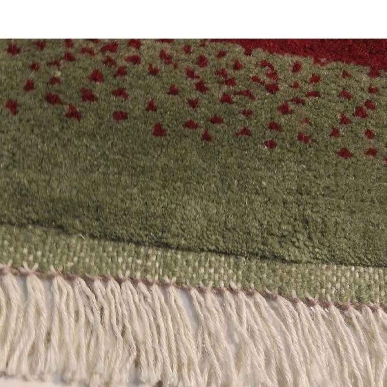 Handgeknoopt Perzisch minimalistisch Gabbeh tapijt – Met rand en dierenmotieven, Groen, Wol