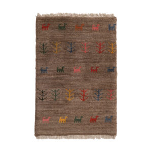 Handgeknoopt Perzisch minimalistisch Gabbeh tapijt – Effen, Bruin, Wol