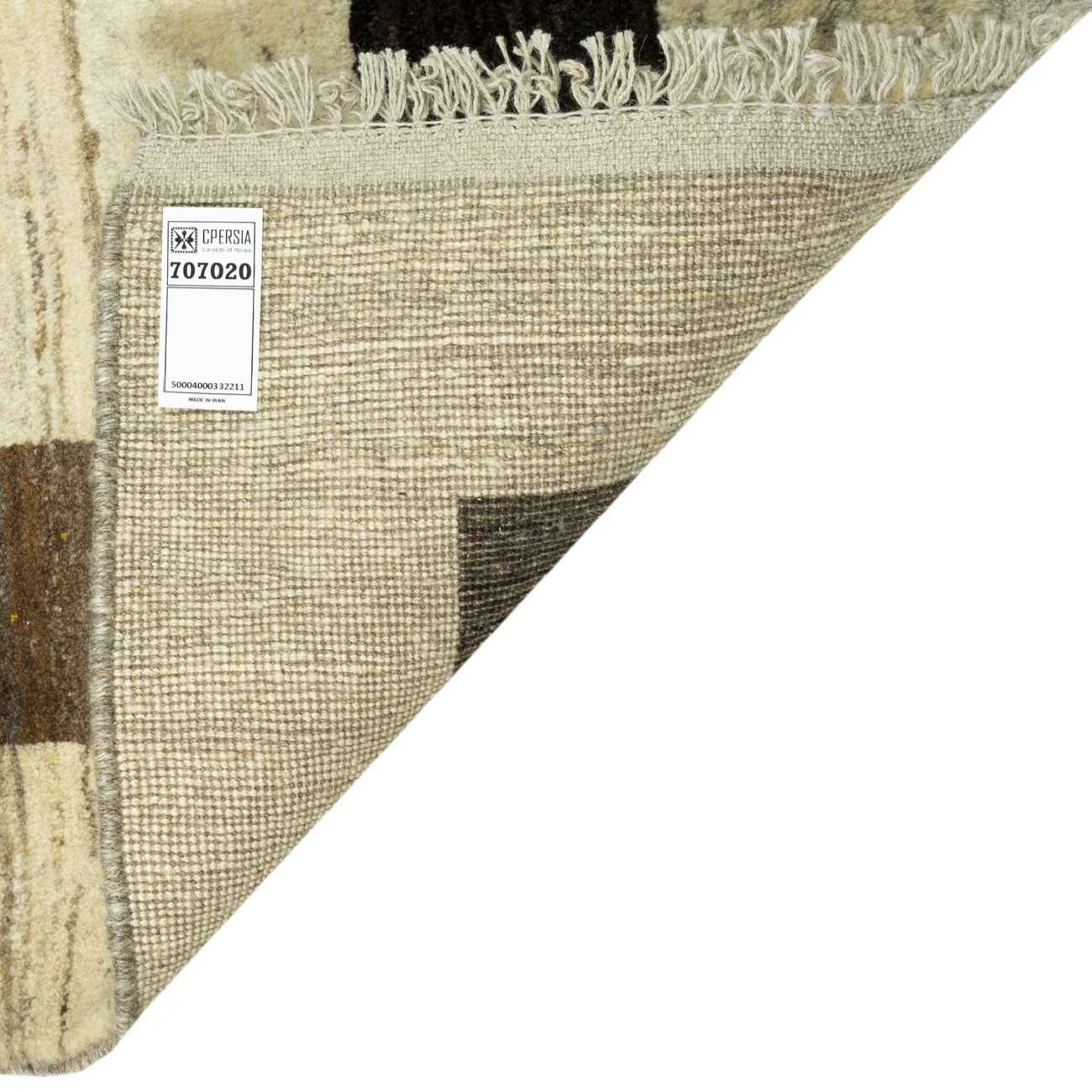 Handgeknoopt Perzisch geometrisch Gabbeh tapijt – Met rand, Bruin, Wol
