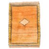 Handgeknoopt Perzisch minimalistisch Gabbeh tapijt - Geometrische rand, Oranje, Wol
