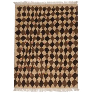 Handgeknoopt Perzisch Kheshti Gabbeh tapijt – Geometrisch, Bruin, Wol