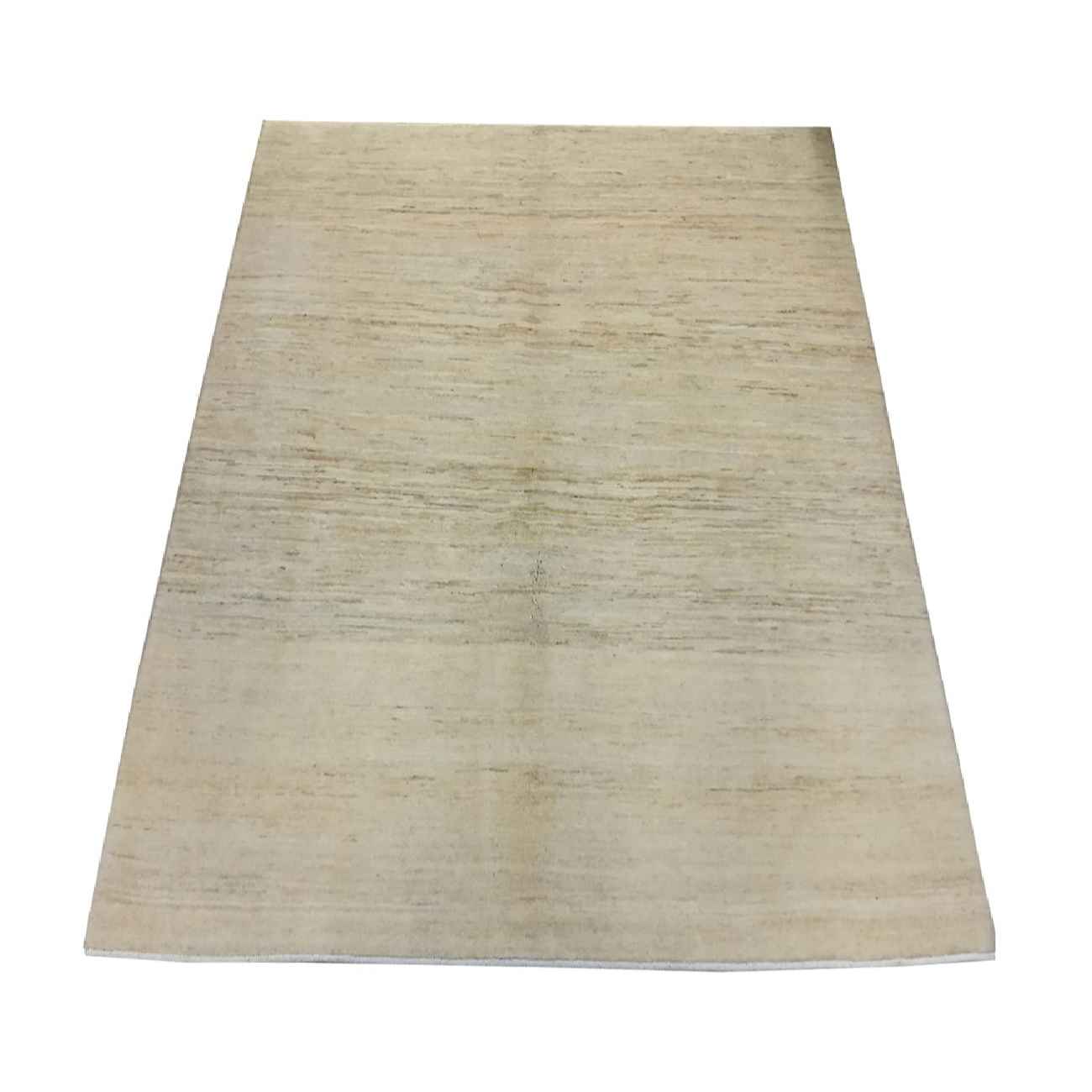 Handgeknoopt Perzisch minimalistisch Gabbeh tapijt – Effen, Crème, Wol