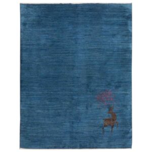 Authentiek handgeknoopt Perzisch minimalistisch Gabbeh tapijt – Effen, Marineblauw, Wol