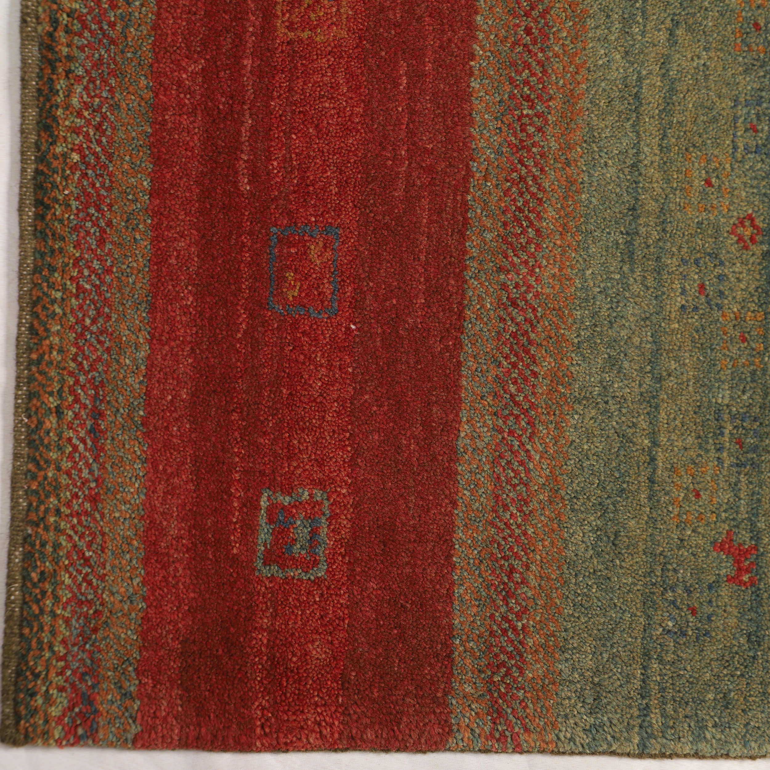 Authentiek handgeknoopt Perzisch gestreept Gabbeh tapijt – Rood, Wol