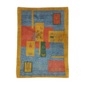 Handgeknoopt Perzisch Kheshti Gabbeh tapijt – Geometrisch, Geel, Wol