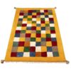 Handgeknoopt Perzisch geometrisch Gabbeh tapijt - Geruit, Geel, Wol
