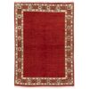 Handgeknoopt Perzisch minimalistisch Gabbeh tapijt - Bloemrijke rand, Rood, Wol