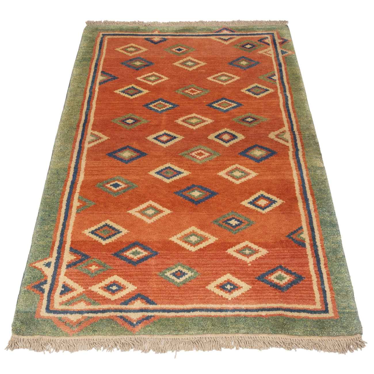 Handgeknoopt Perzisch Kheshti Gabbeh tapijt – Geometrisch, Oranje, Wol