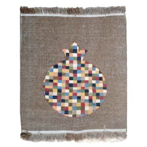Handgeknoopt Perzisch Gabbeh tapijt – Granaatappel ontwerp, Bruin, Wol