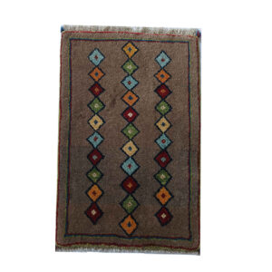 Handgeknoopt Perzisch Kheshti Gabbeh tapijt – Geometrisch, Bruin, Wol