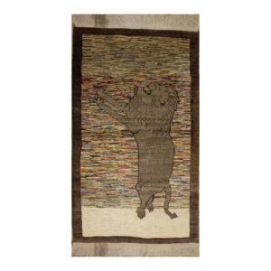 Origineel handgeknoopt Perzisch leeuwen Gabbeh tapijt – Bruin, Wol