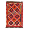 Perzische Isfahan Qashqai Kelim, rood geometrisch, authentieke scheerwol