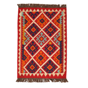 Perzisch Kilim Tapijt met Wol Handgeweven in Isfahan Qashqai Rood