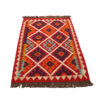 Perzische Isfahan Qashqai Kelim, rood geometrisch, authentieke scheerwol