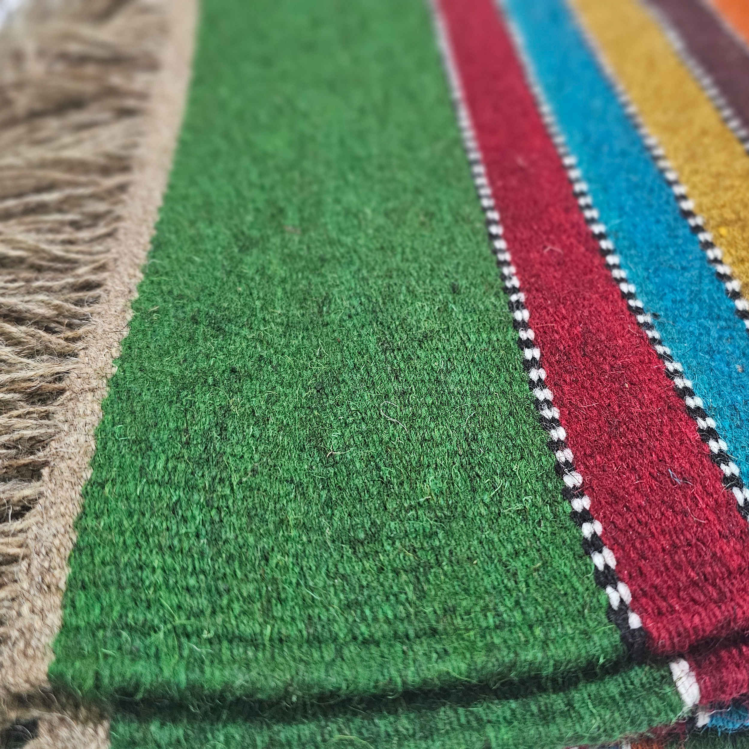 Groene gestreepte Perzische Kelim uit Lorestan, handgeweven kwaliteit