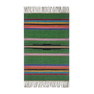 Perzisch Kilim Tapijt met Wol Handgeweven in Lorestan Gestreept Groen