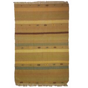 Perzisch Kilim Tapijt met Wol Handgeweven in Gestreept Crème