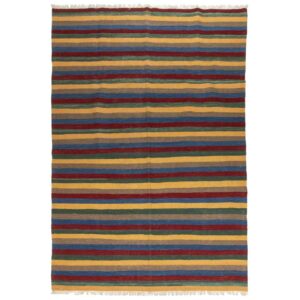 Perzisch Kilim Tapijt van Wol Origineel Handgeweven in Fars Gestreept