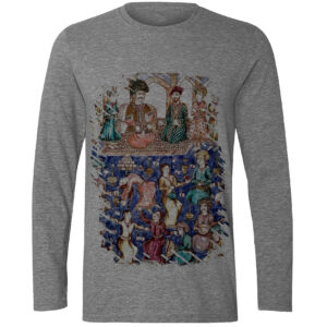 Grijze T-Shirt Lange Mouw – Perzisch Erfgoedstijl