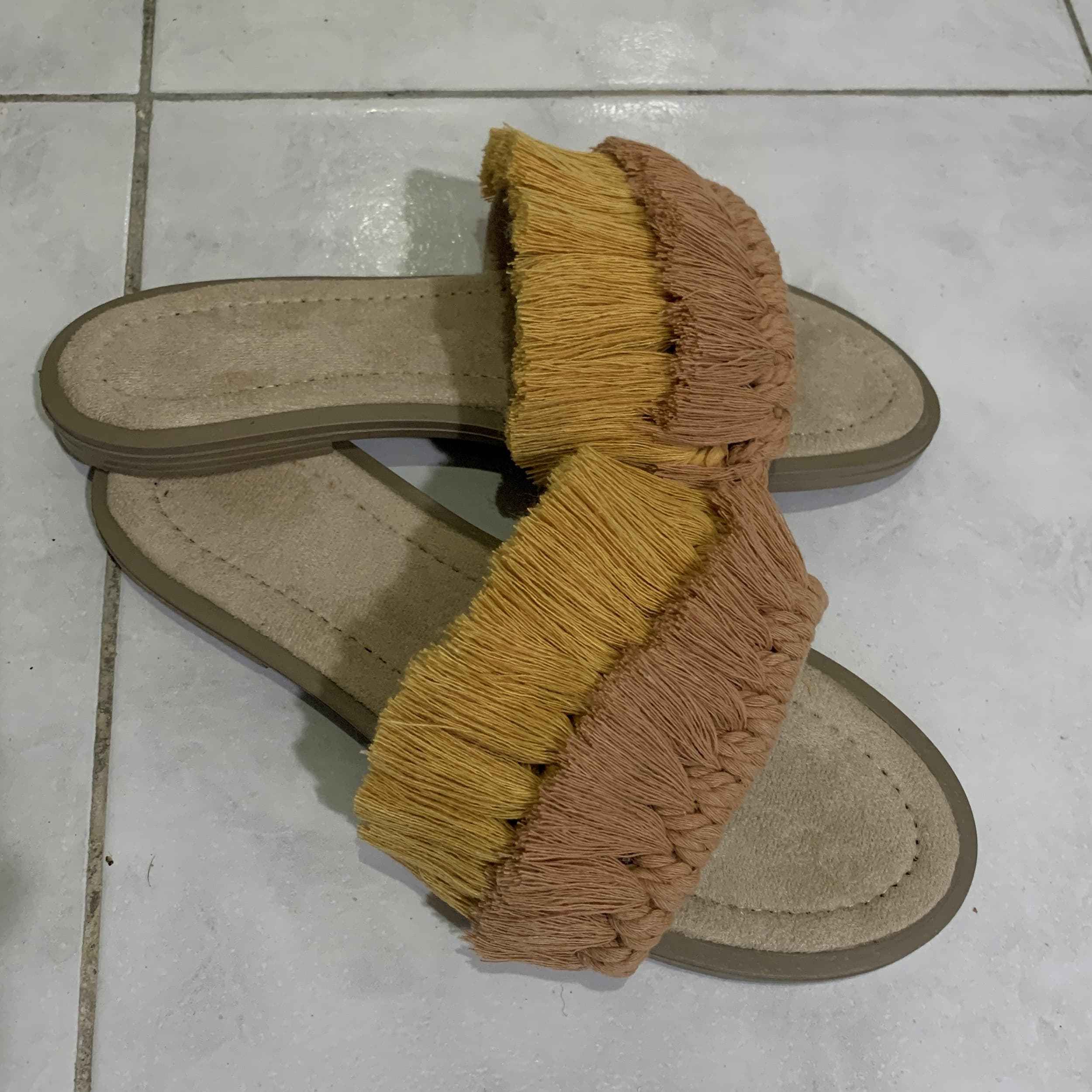 Bruine Macramé Boho Chic Slippers – Dames