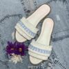 Witte Macramé Boho Chic Slippers – Model Plat