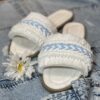 Witte Macramé Boho Chic Slippers – Model Plat
