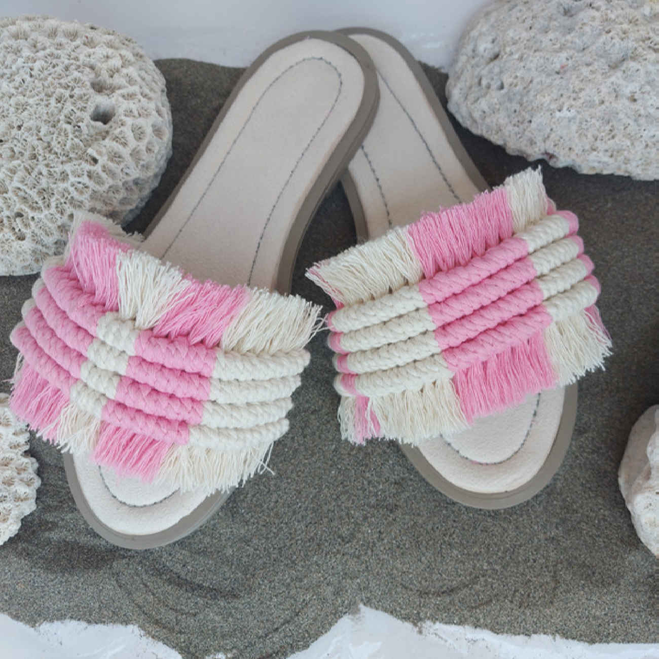 Witte Macramé Boho Chic Slippers – Model Zomer