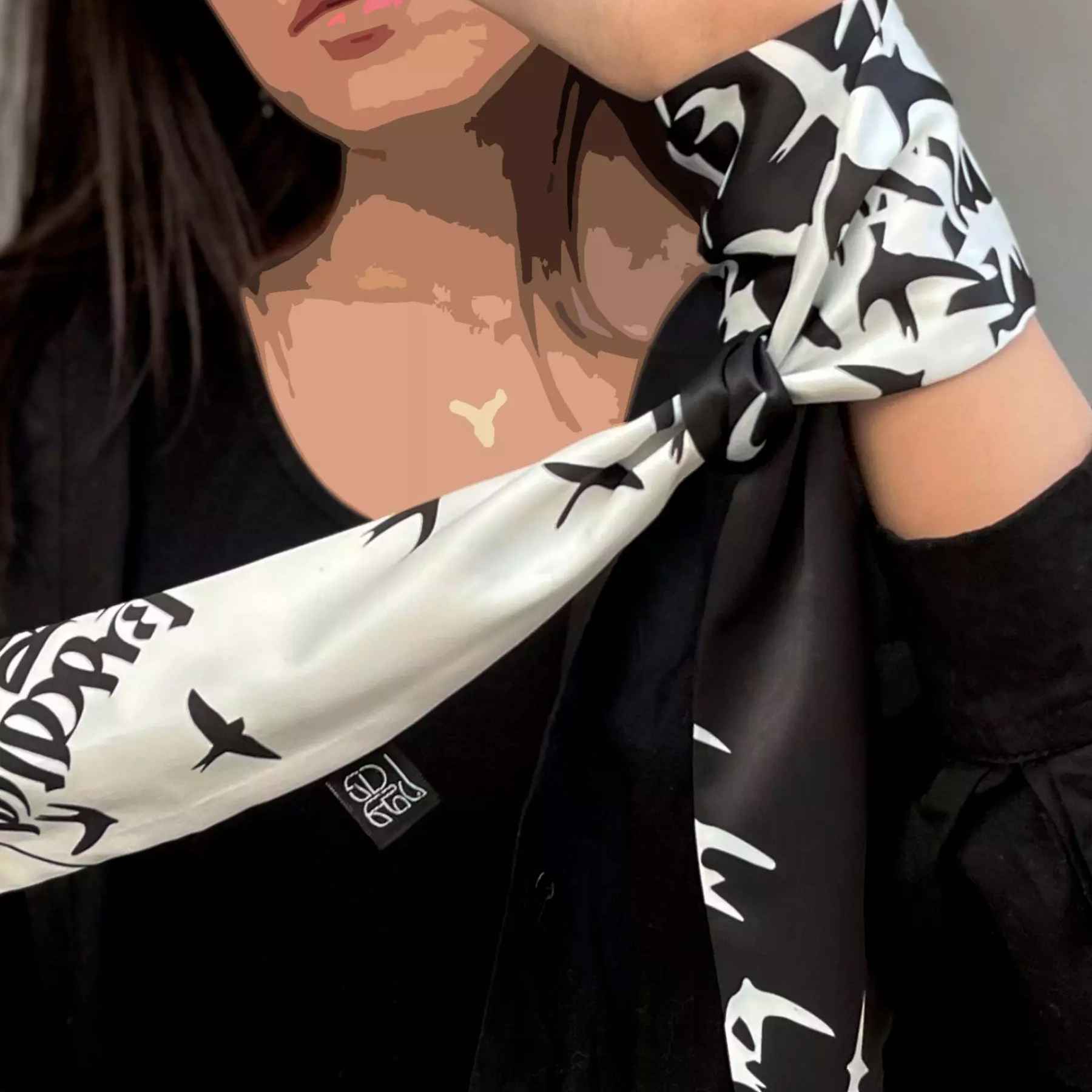 Perzische Nek Sjaal voor Vrouwen met Kalligrafie Design