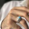 Perzische Neyshabur Turkoois Zilveren Ring voor Mannen Model Spin