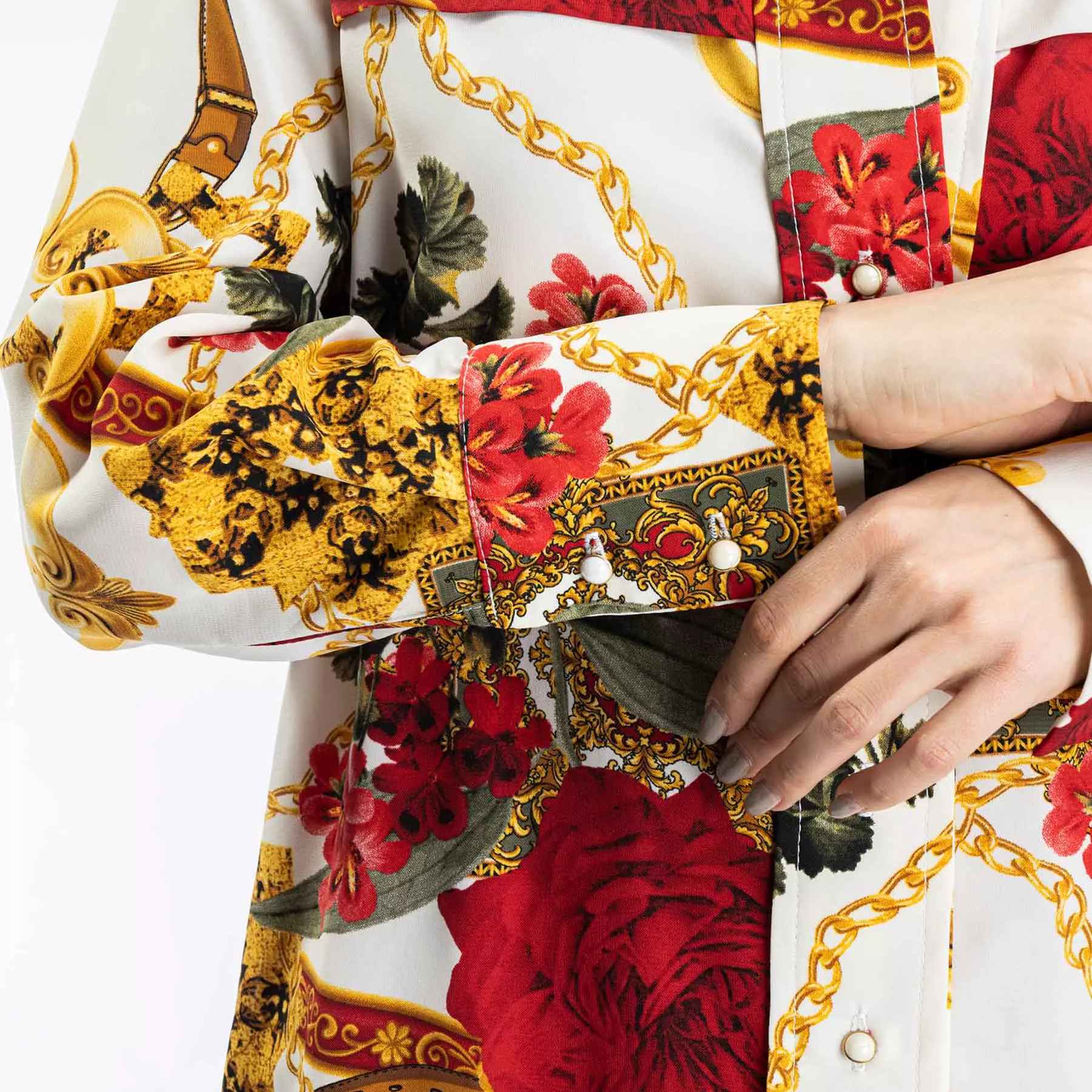 Perzische Stijl Dames Tuniek Top met Bloemmotief