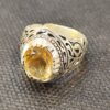 Perzische zilveren ring met gele citrien voor heren – Ashk