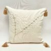 Punch Needle Kussenhoes – Geborduurde Lange Bladeren Cream Design