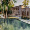 Originele Realistische Schildering – Aquarel op Karton, Perzische Architectuur