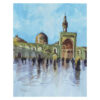 Origineel Realisme Schilderij – Aquarel op Karton, Heiligdom van Imam Reza