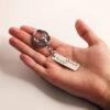 Stalen Sleutelhanger – Romantische Kalligrafie 'Take Care'
