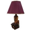 Rustieke Houten Tafellamp met Stoffen Kap – Purper Accent