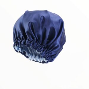 Satijnen Slaap Bonnet – Navy Blauwe Slaapkap voor Haarverzorging